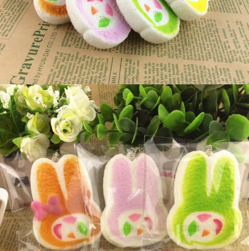 美味诱惑日式卡通兔子头蛋卷土司手机挂件squishy 软