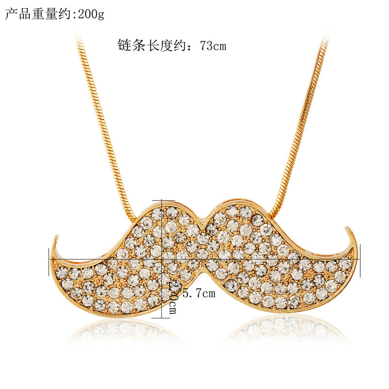 <em>韩版</em>潮流高品质小胡子镶钻<em>毛衣</em>链潮人<em>个性毛衣</em>