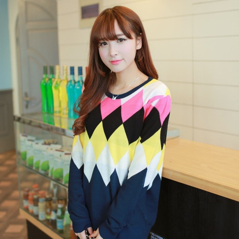 2014早春新款韩版女装圆领针织<em>打底衫毛衣</em>中