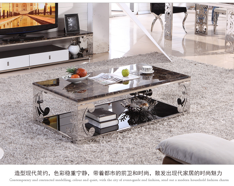 【佳优】2014现代高档不锈钢大理石家具614茶几 专业生产放心购买