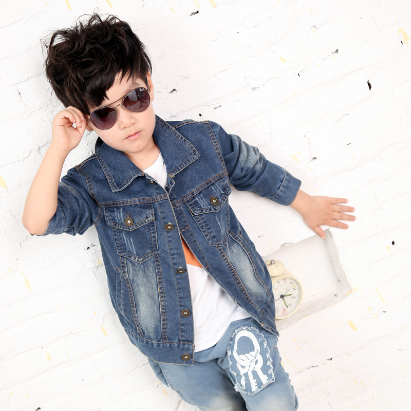 儿童<em>牛仔</em>服2014新款春秋装<em>牛仔外套男</em>大<em>童装</em>