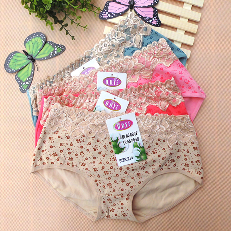 质纯棉蕾丝边少女<em>内裤</em>可爱印花<em>全棉女士短裤</em>中