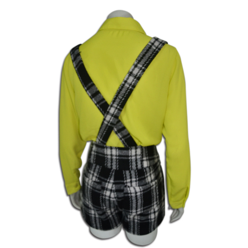 厂家直销 <em>秋冬</em>款<em>女士背带</em>裤 休闲格子交叉<em>背带</em>