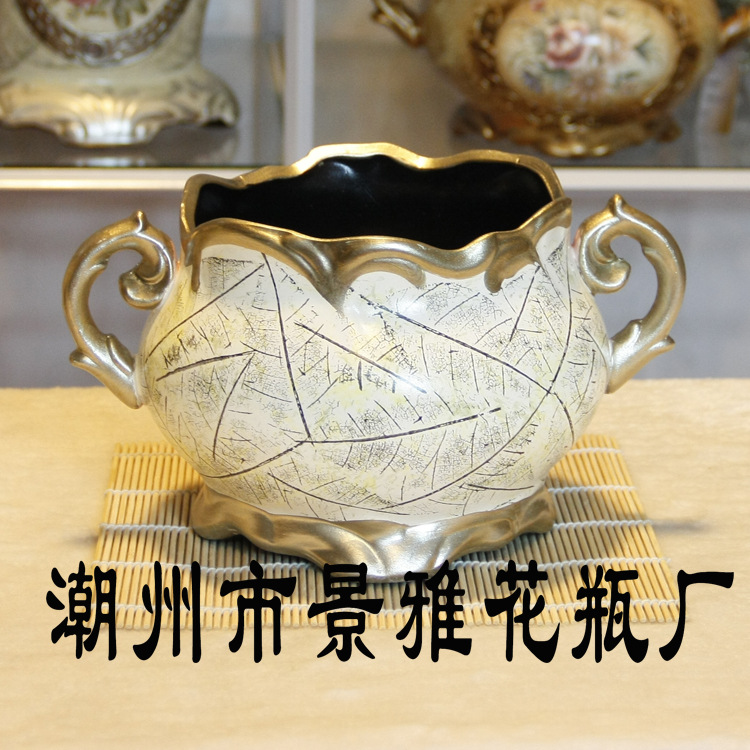【树脂花瓶厂家专业生产欧式陶瓷JY22095秋色