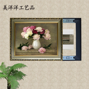 山东临沂厂家直销 配电箱时尚简约花卉推拉式冰晶装饰画