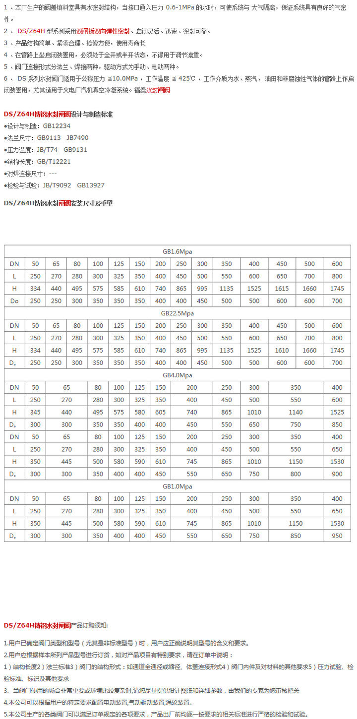 DS、Z64H铸钢水封闸阀-1