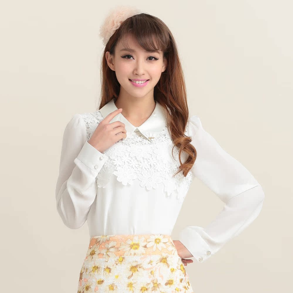 艾米恋 2014<em>春装</em>新品<em>女装上衣</em> 韩版修身长袖钩