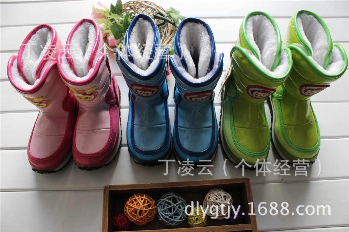 韩国外贸童装 童鞋 女童卡通雪地靴 女童童靴 儿童棉鞋14冬款