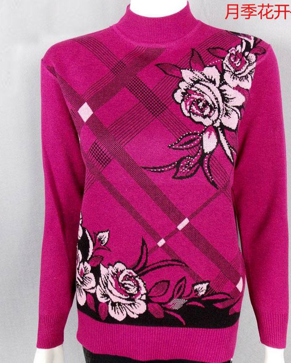 <em>2014</em>新品新款<em>中老年羊毛</em>衫<em>女</em>加厚红唐装大码