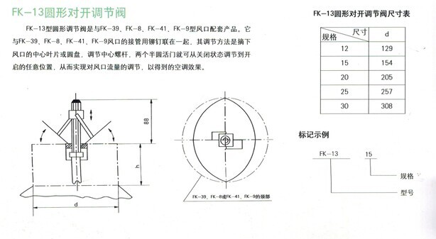 供应fk-13圆形对开调节阀 手动对开多叶调节阀 对开多