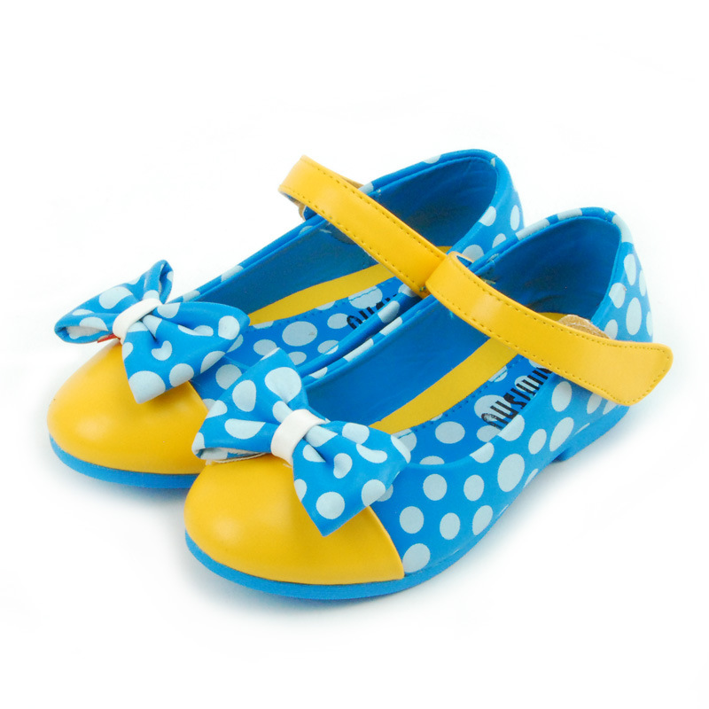 2014新款拼色蝴蝶结 圆点可爱风公主单鞋女童鞋1355