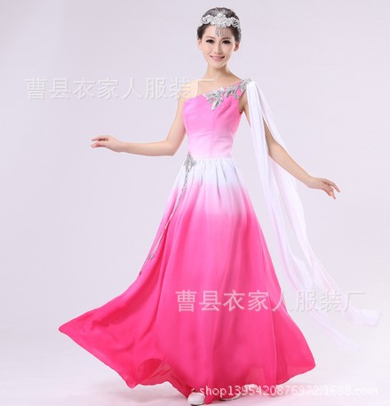 民族演出服装 大合唱演出服装 舞蹈大摆裙 舞蹈