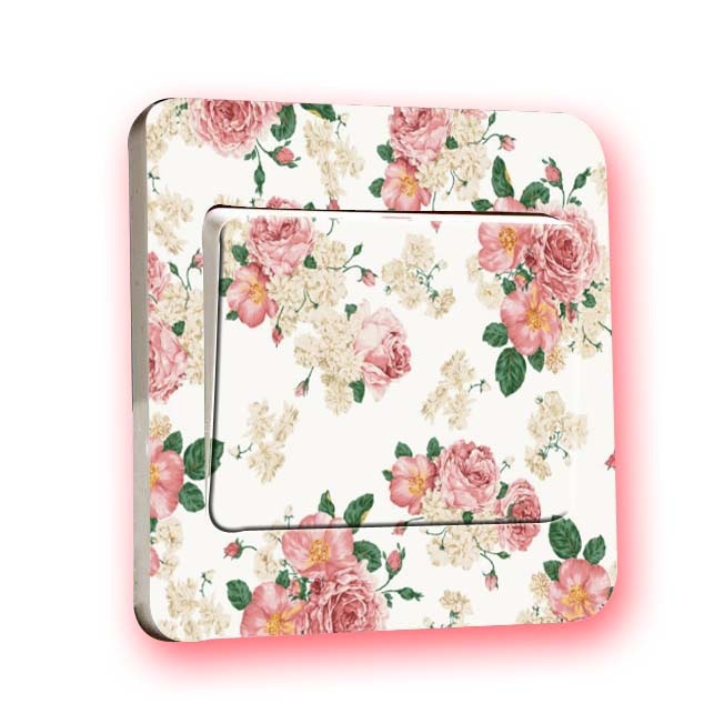 国花牡丹开关贴插座装饰贴膜PVC环保防水贴