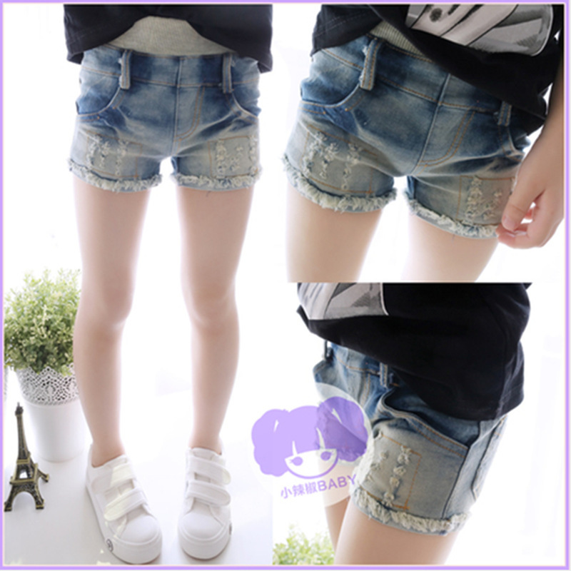 014夏装 女童 国旗印花 <em>儿童牛仔短裤 热裤</em> 图片