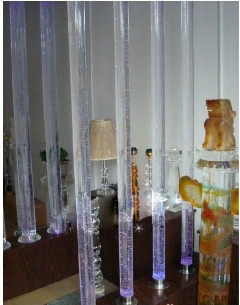 水晶柱玻璃柱玄关隔断背景墙风水柱罗马柱进门屏风圆柱透明气泡