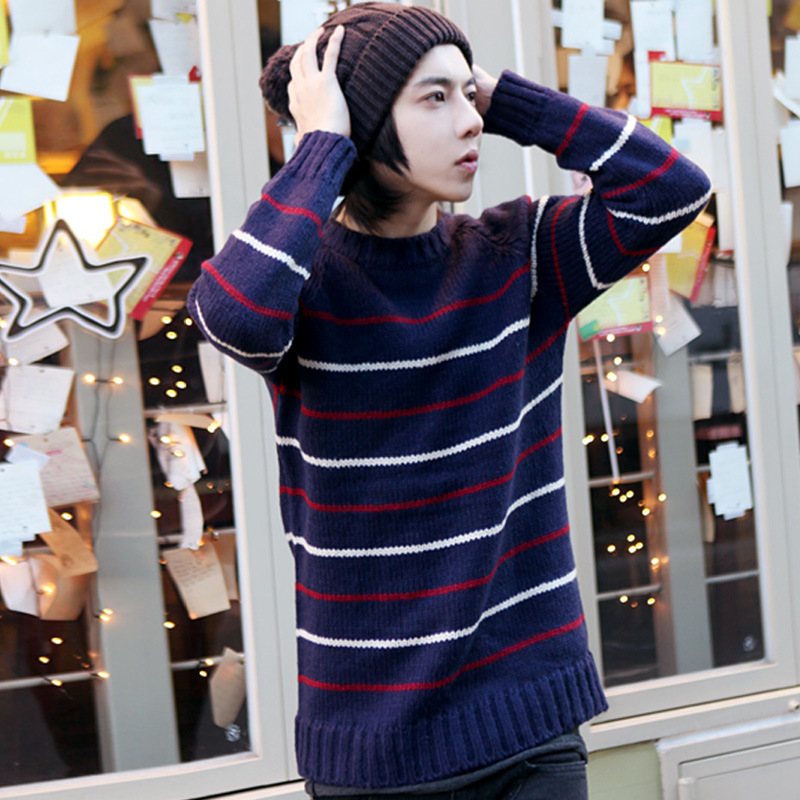 批发一件代发 冬潮<em>毛衣</em>条纹<em>男士</em>毛衣<em>条纹毛衣</em>