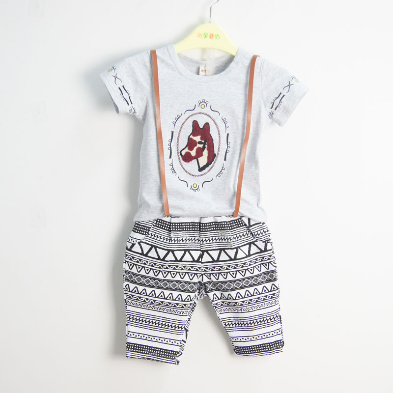 2014<em>夏季童装</em>新款 时尚韩版男童休闲纯棉套装