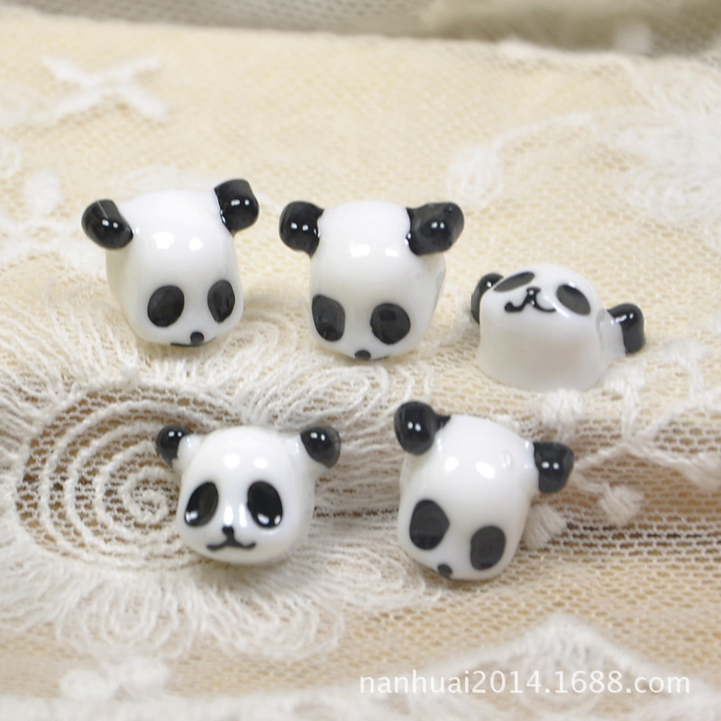 可爱树脂小熊猫头 儿童女童服饰发饰饰品diy配