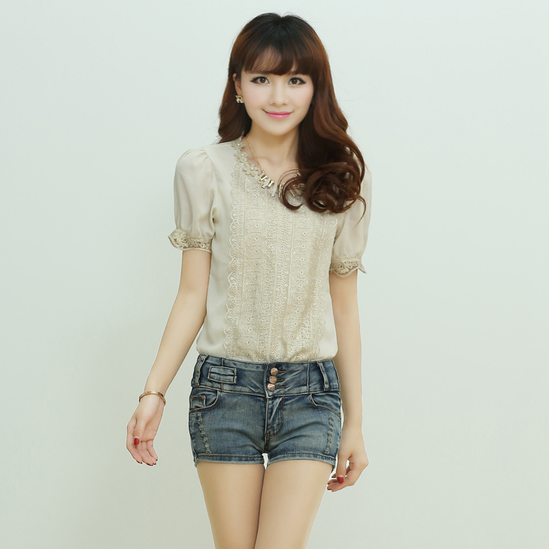 春装新款女装<em>韩版</em>修身中腰<em>牛仔短裤批发</em> 图片