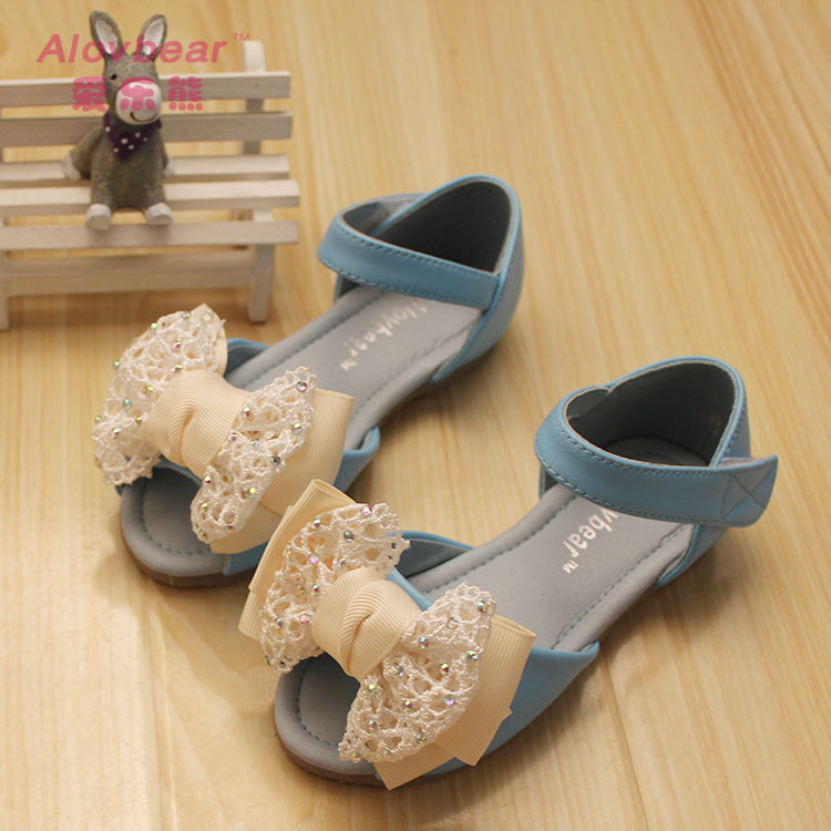 儿童凉鞋童皮鞋 韩国品牌童鞋女童凉鞋 甜美蝴蝶结公主鞋L02-36