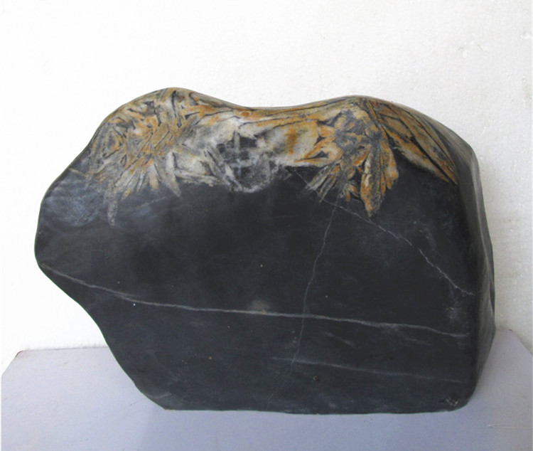 竹叶石 山东莱州奇石摆件 青石底竹叶石 14042504