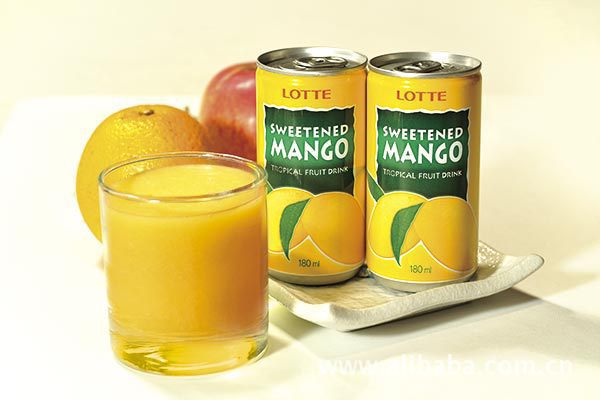 韓國(guó)進(jìn)口 樂(lè)天芒果汁180ml*15罐/組 飲料批發(fā)