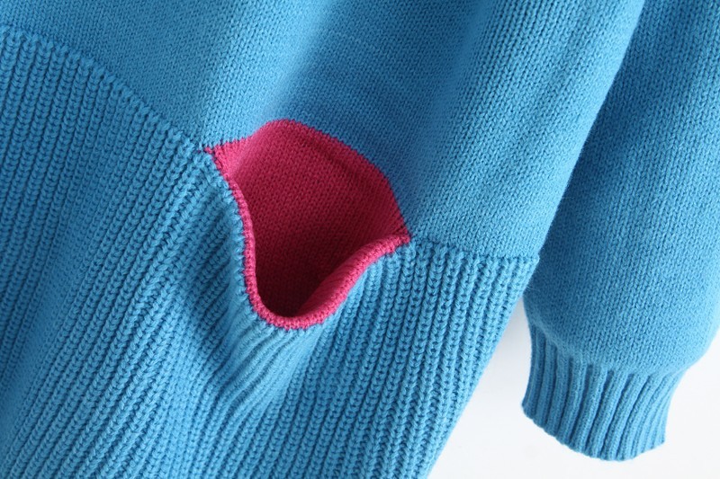 批发采购女式针织衫-2014学院撞色围巾围脖毛