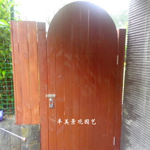 樟子松防腐木木门/户外实木庭院门/花园进户门