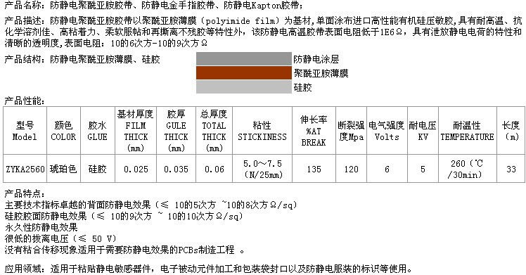 防静电亚胺胶带参数