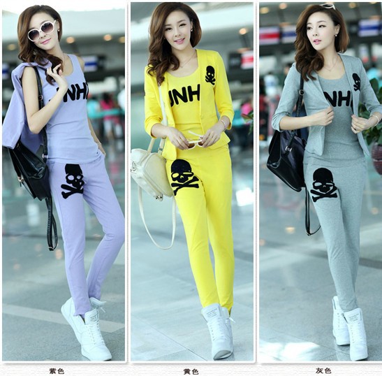 2014春夏<em>秋装韩版</em>新款<em>女装</em>运动服绣花骷髅头