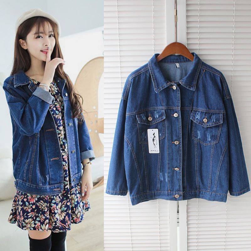 2014新款<em>韩版</em> 潮范儿翻领长袖宽松牛仔<em>外套</em> <em>女</em>