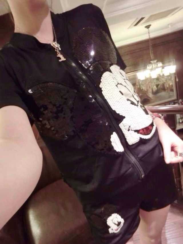 SC549<em>欧洲站女装批发店</em>大米奇头个性亮片短