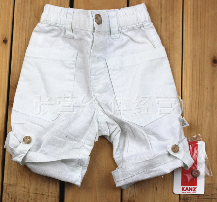 【外贸童装 原单kanz儿童棉麻马裤<em>短裤 56</em> 68 