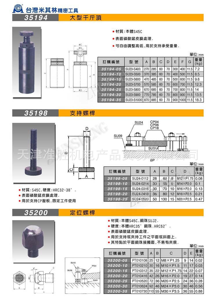 35194大型千斤顶支持定位螺杆