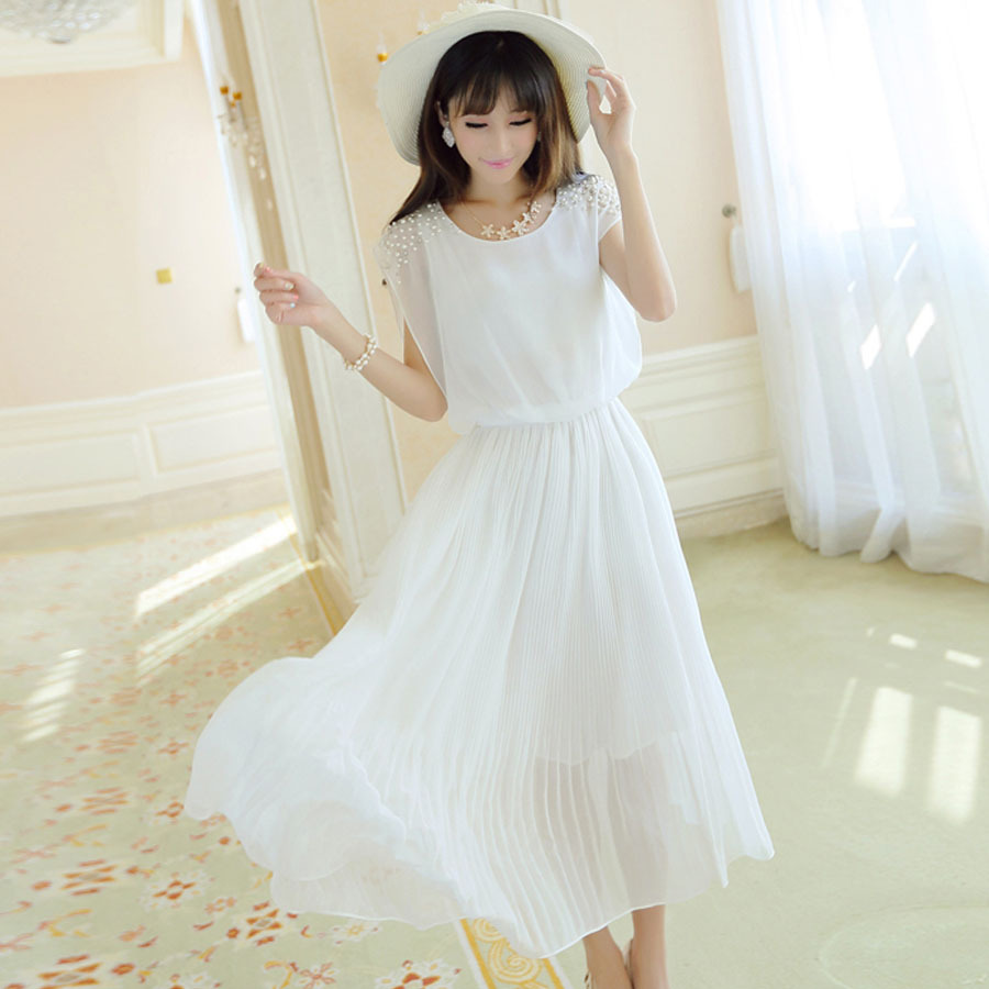 2014夏装新款雪纺<em>连衣裙</em> 长裙 韩版甜美女装 无