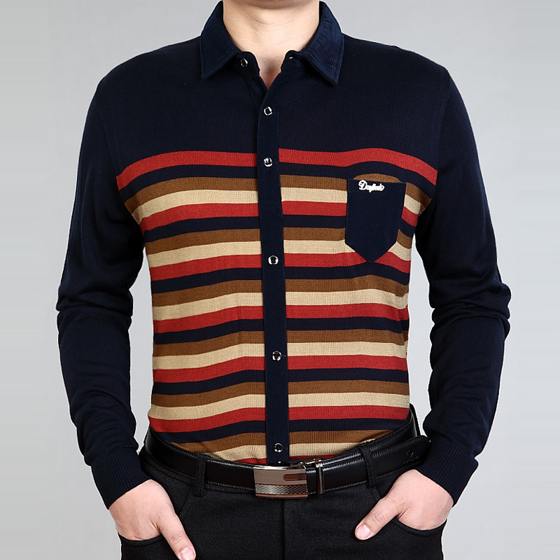 2014春款新装休闲针织衫时尚休闲男装翻领厂