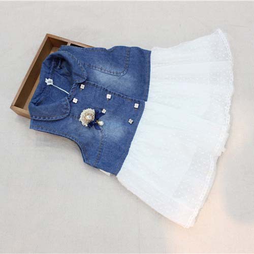 童装背心裙 2014新款女童<em>牛仔</em>拼接<em>马甲</em>裙 童纱