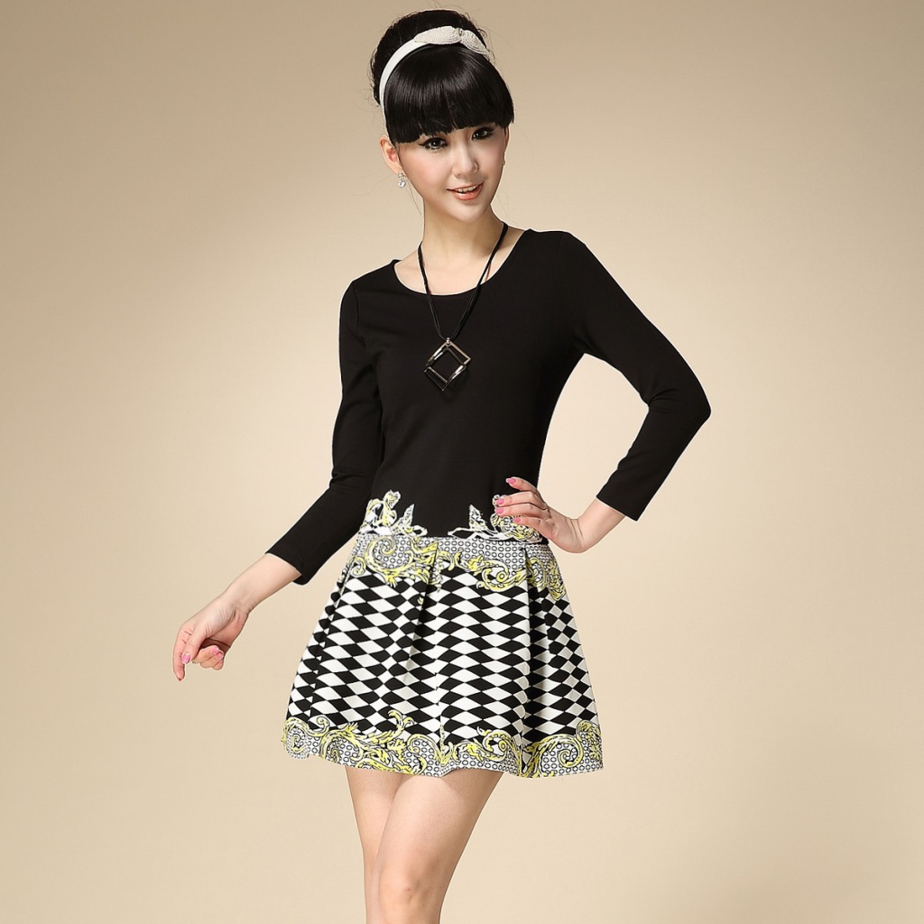 2014春季欧美<em>女装批发</em> 新款时尚<em>淑女</em>印花连衣