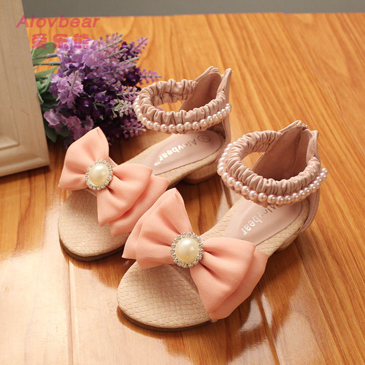 2014爆款凉鞋广州韩版时尚童鞋批发蝴蝶结女童公主凉鞋L03-35