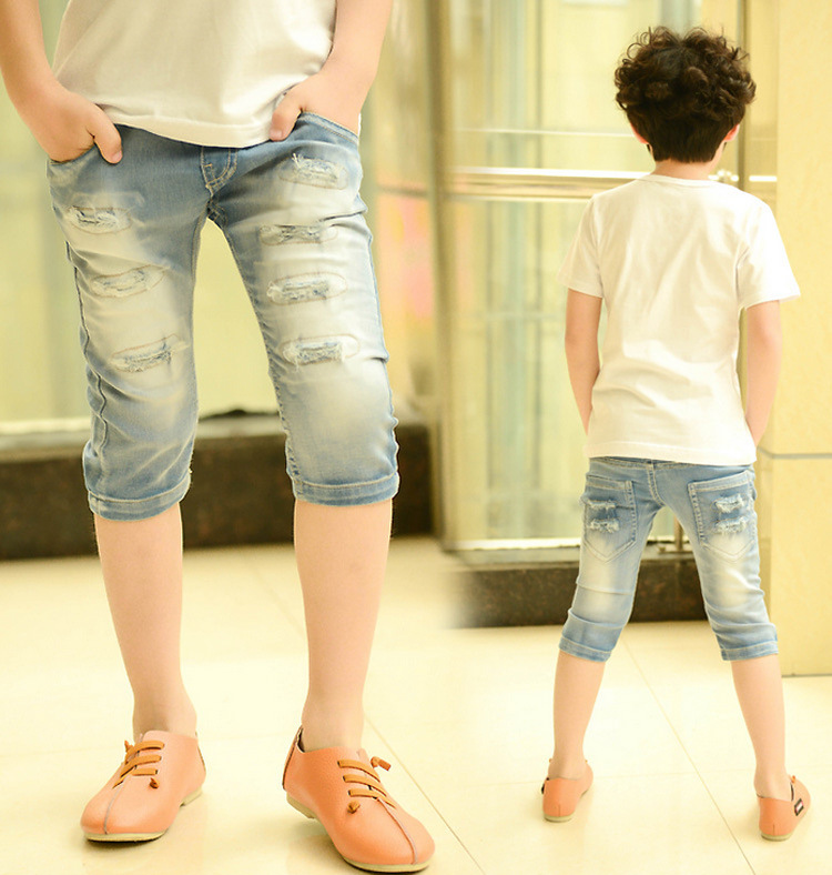 kids 韩版童裤2014夏季男童裤 儿童<em>牛仔短裤</em> 破