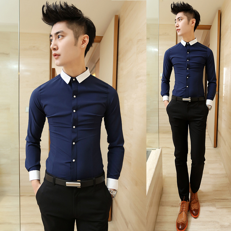 无与伦比<em>2014</em>春装新款 撞色领<em>设计</em>男式休闲修