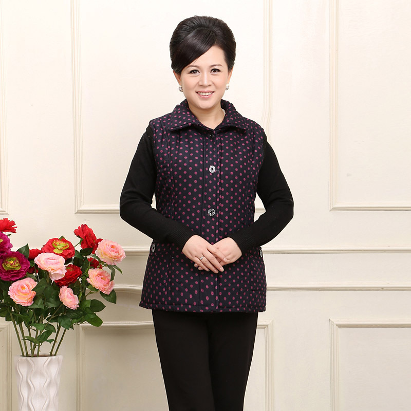 中老年服饰妈妈装<em>女式秋冬装休闲</em>韩版扣子<em>马夹</em>