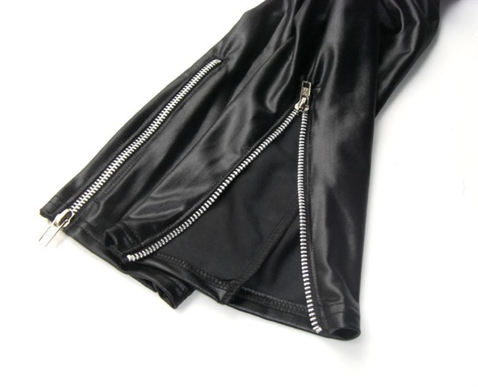 Korean-style slimming tight leather pants, European and American imitation leather zipper matte nine-inch leggings pic 12