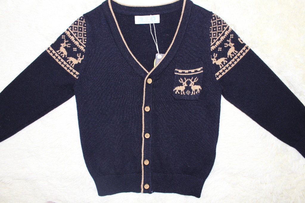时尚驯鹿图案羊毛衫 儿童<em>高级羊绒</em>衫 毛衣 针织
