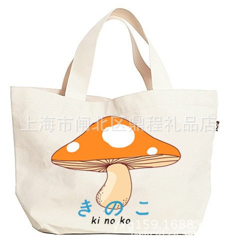 鼎程】帆布袋,厂家供应12A帆布袋,白色清爽型手提帆布袋,卡通图