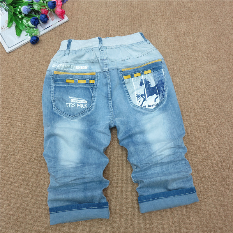 【心启点童裤】男<em>大童</em>牛仔<em>马裤</em>批发 中高档牛