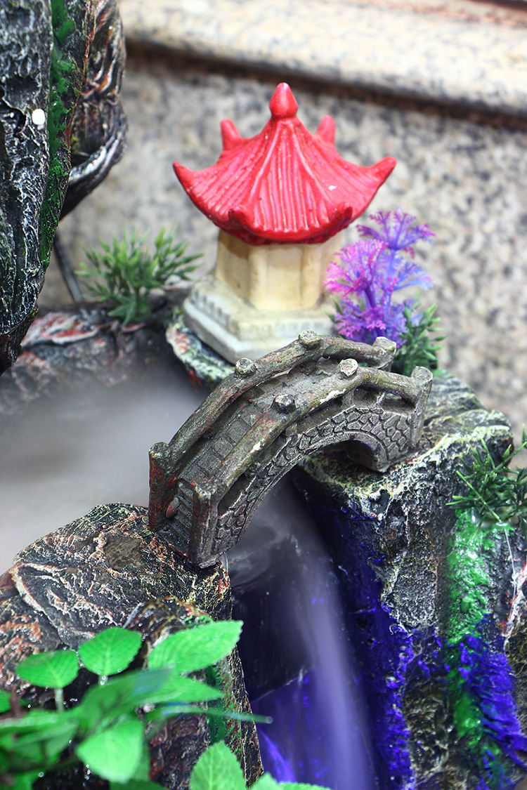 【批发树脂假山落地小桥流水鱼缸盆景喷泉风水