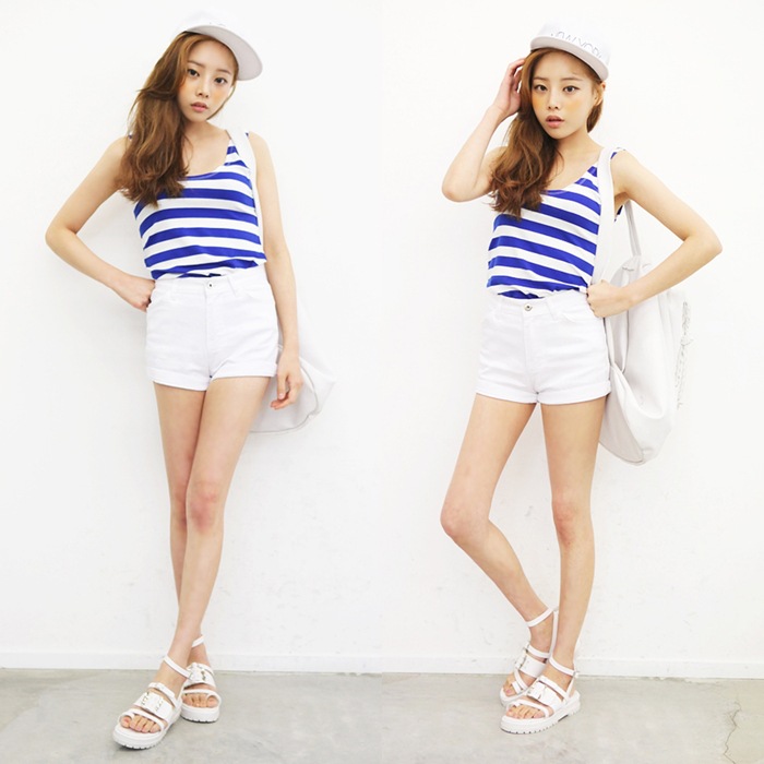 夏装韩国stylenanda<em>高腰</em>短裤<em>女牛仔短裤</em>白色显