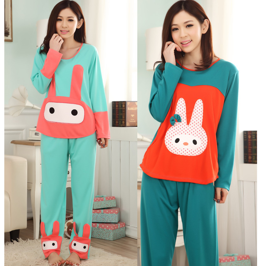 夏季女人<em>睡衣 女 春秋款纯棉</em>卡通居家服长袖可