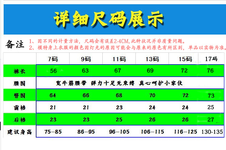 標準尺碼表